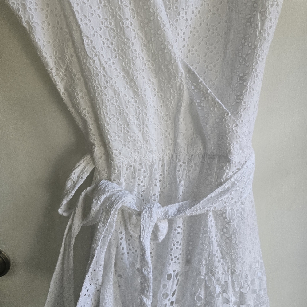 Ralph Lauren White Eyelet Wrap Dress NWT Size 14 - Picture 7 of 8